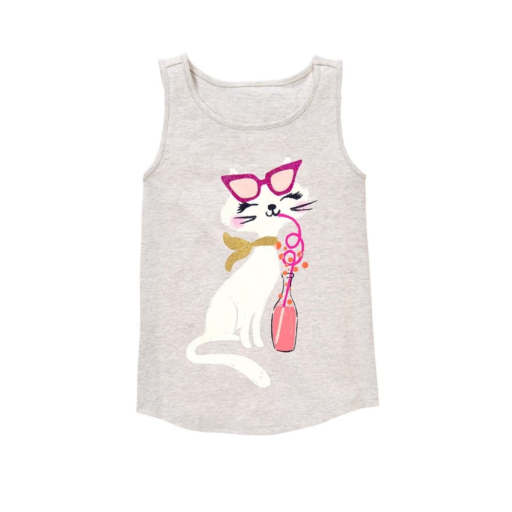 Gymboree  Soda Kitty Tank w/ Glittery Sunglasses
